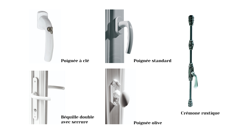 Différents types de poignées